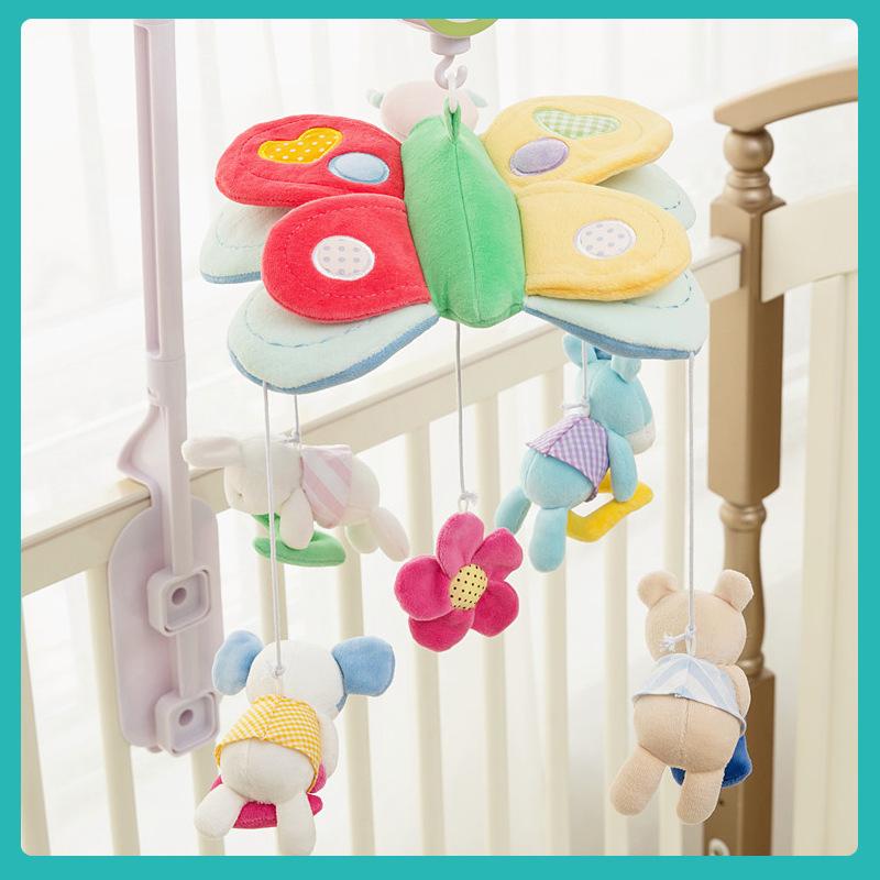 Newborn Children Soothe Early Education Fabric Art Plush Bedside Bell Music Remote Control Rotating Crib Wind Chimes Baby Toys