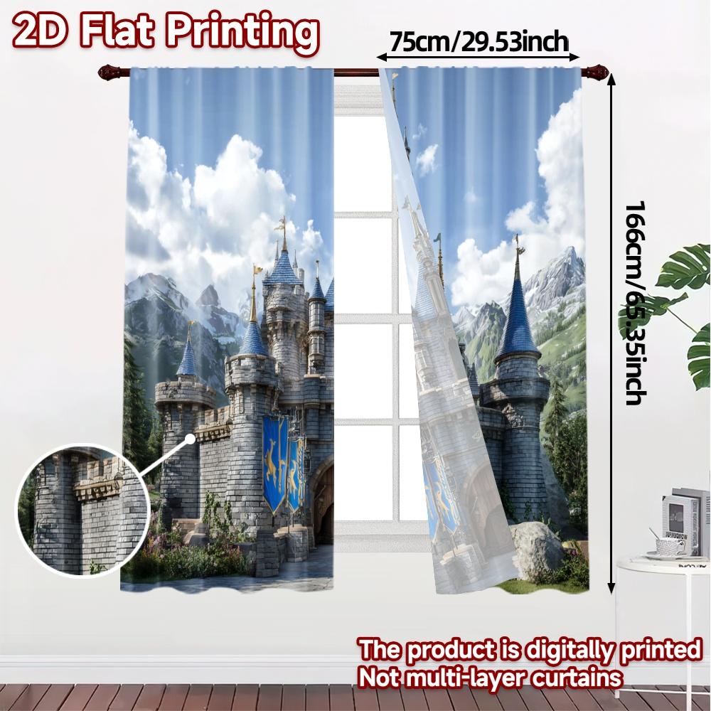 2pcs   2D FLAT PRINTING Curtains (Without Rod) Enchanted Keep Popular Curtains&Window Treatment Durable 100% Polyester Fabric
