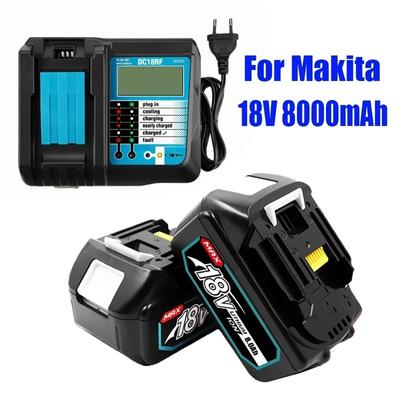 With Charger Bl1860 Rechargeable Batteries18v 8000mah Lithium Ion For Makita 18v Battery 8ah Bl1840 Bl1850 Bl1830 Bl1860b Lxt400