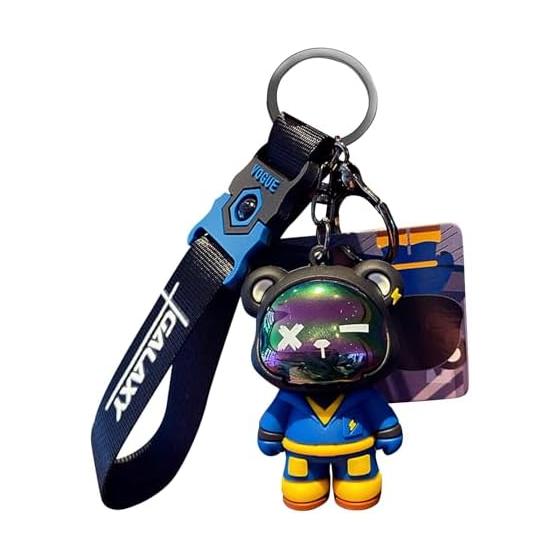 [Moerstar] Keychain Tide Cool Bear 3D Keychain Keychain Cute Bag Charm Cute Bear Pack Ornaments Space Flight Keychain Flash Bear