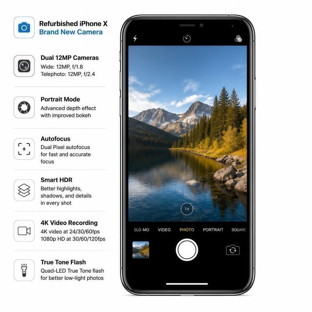 Refurbished Apple iPhone X 5.8'' 3GB RAM 256GB ROM All Colors 4G LTE Unlocked Smartphone With Single SIM