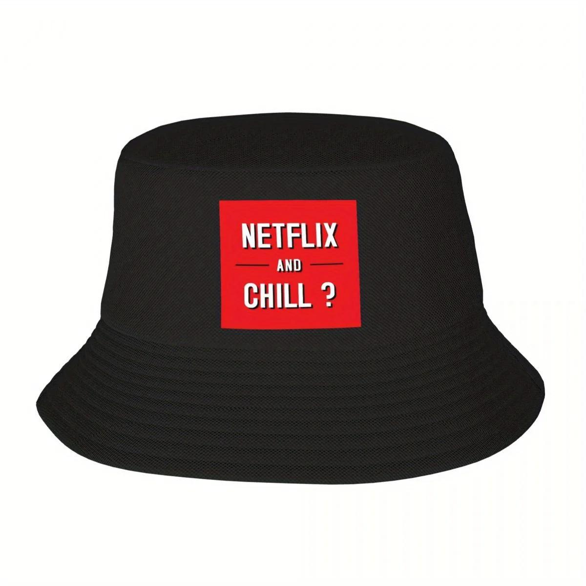 

Custom Netflixs And Chill Bucket Hat WomenUnisex Outdoor Sun Summer Camping Cap