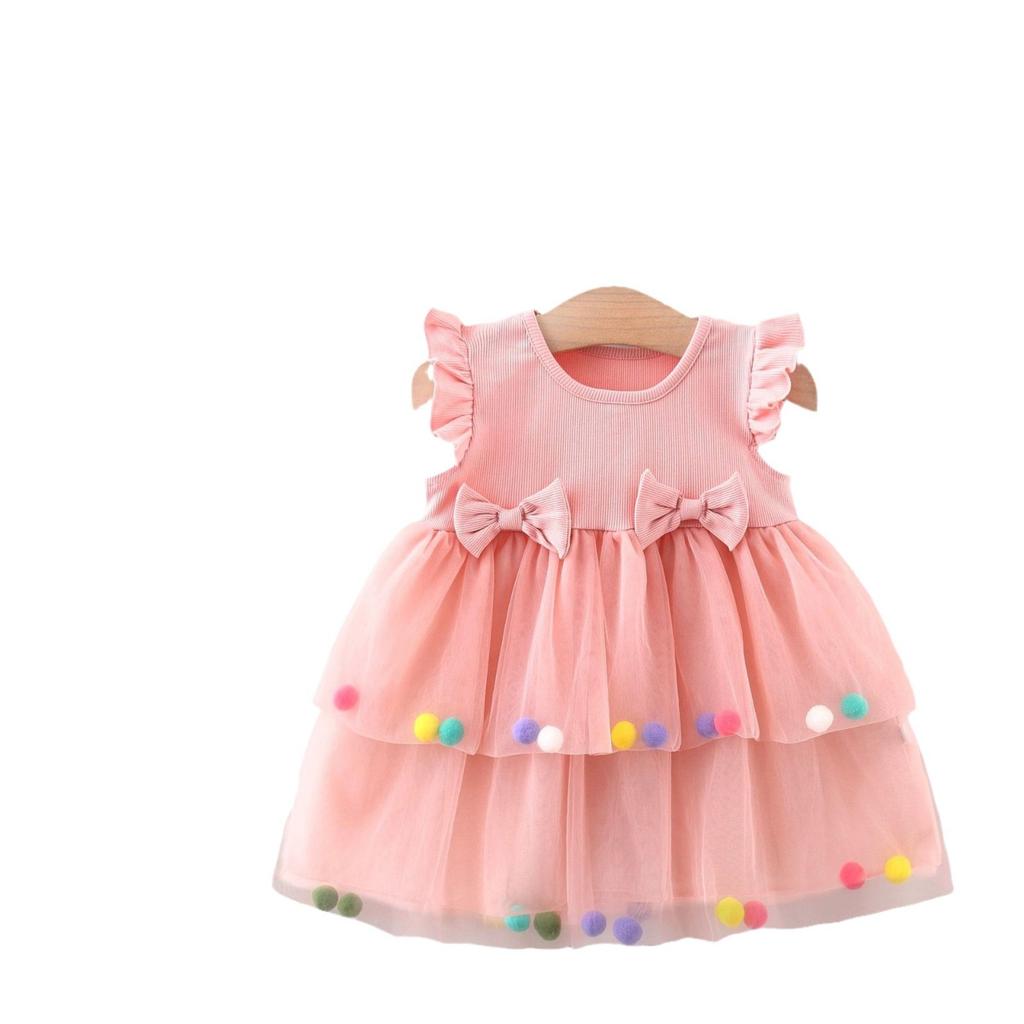 Children's Clothing Girls' Dresses Summer Girls' Pink Princess Dresses Children's Butterfly Bow Ball Dresses
