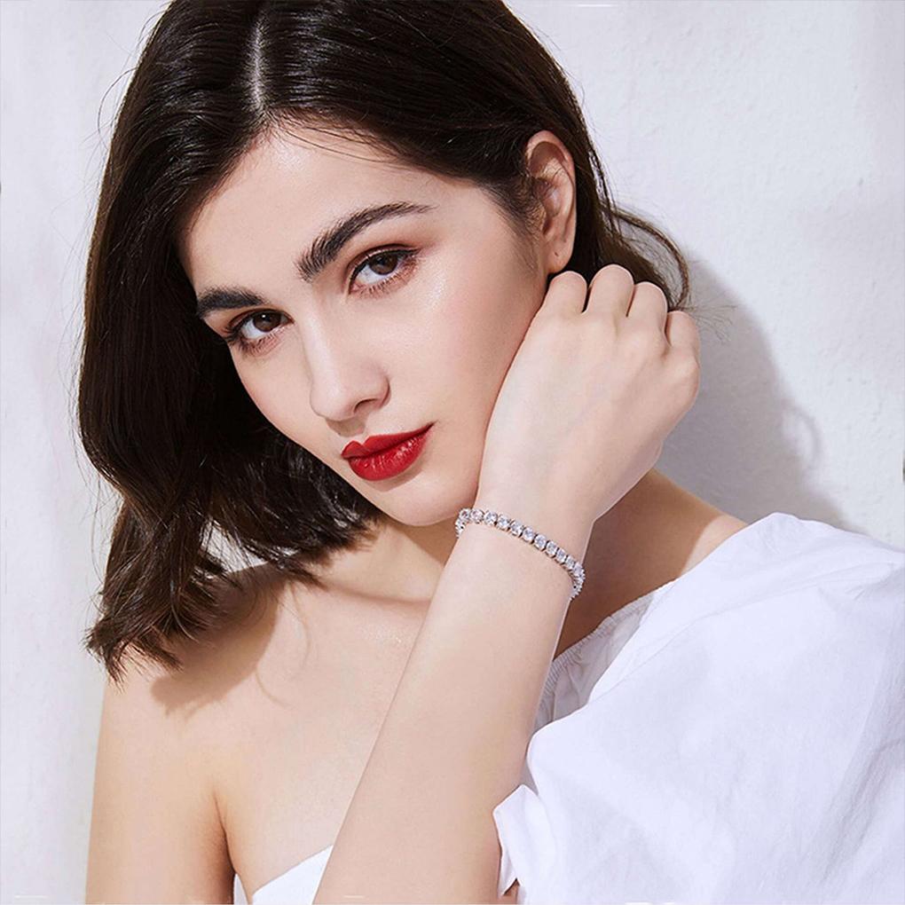 Excellent Iced-Out Chain Crystal Wedding Bracelet In Gold And Silver Cubic Zirconia Tennis Bracelet