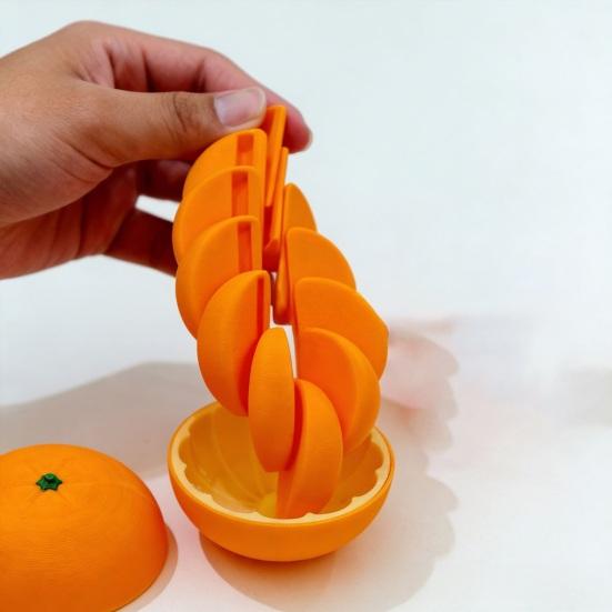 3D-printet Citrus Fidget Legetøj Stressreducer Udvidbar Spiral Kædebold med Glat Bevægelse Realistisk Appelsin Citron Legetøj Fokusforbedrende Gadget