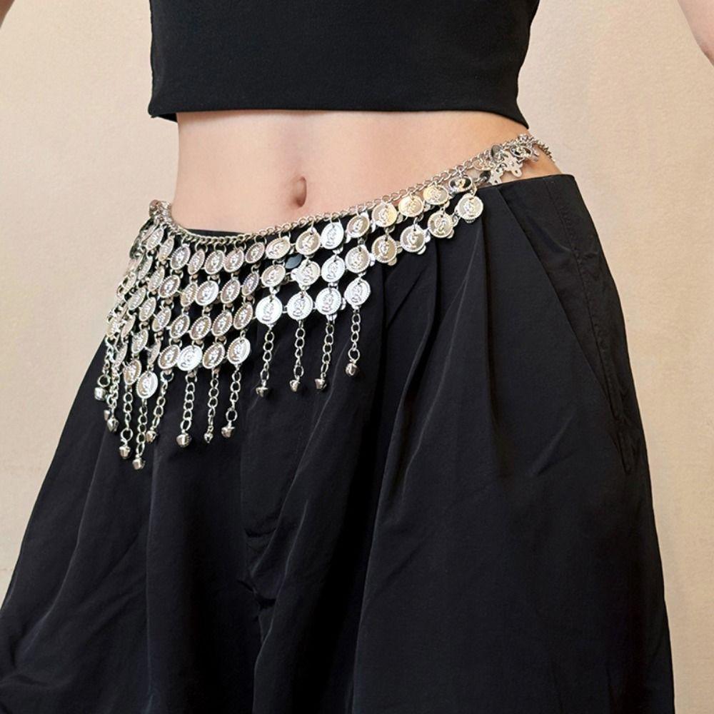 Bell Metal Tassel Waist Chain Vintage Ethnic Style Belt Bohemian Style Waistband  Beach Accessories