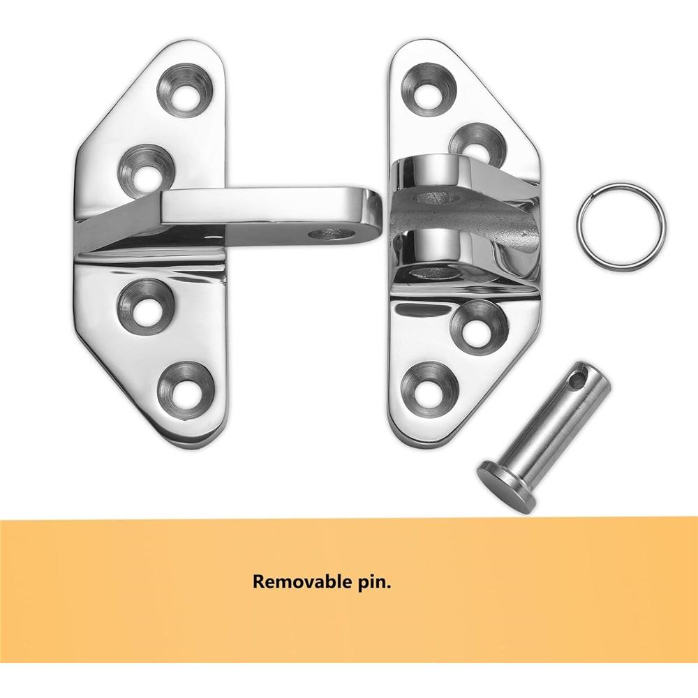 316 Stainless Steel Marine Hatch Hinges – 76x55mm & 76x66mm Removable Hinges – Mirror Polish For Yachts, Boats, RVs, Cabinets – No Drilling
