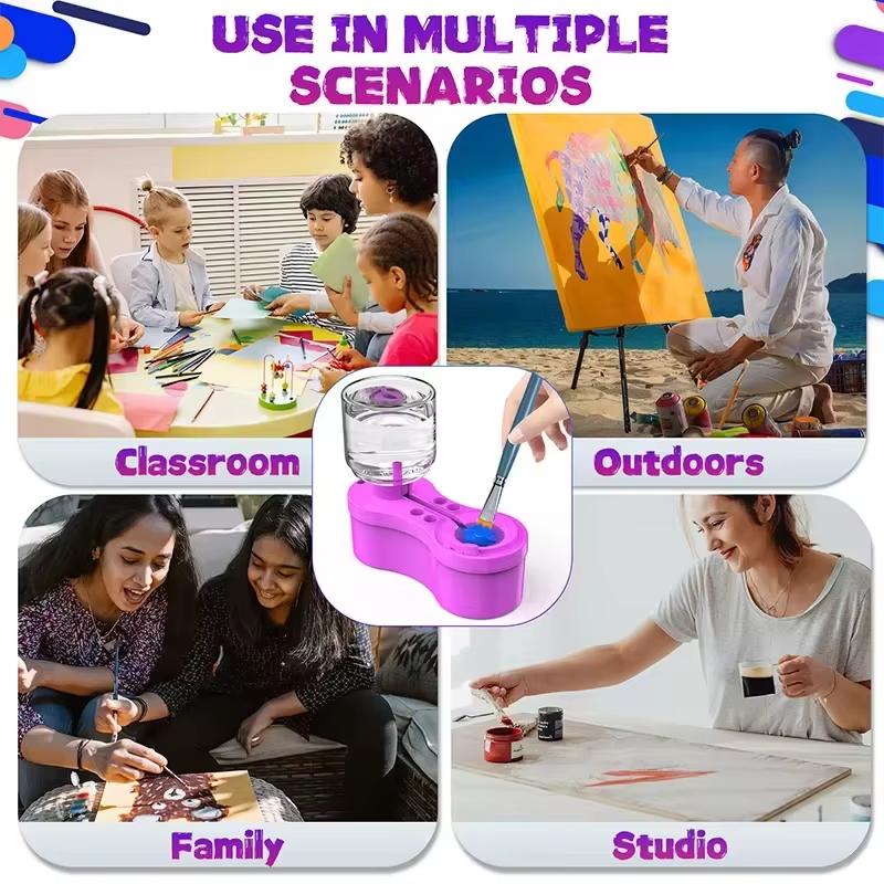 Brush Cleaner With Drain Button Automatic Water Circulation Paint Brush Cleaner Art Watercolour Brush Cleaning Tool