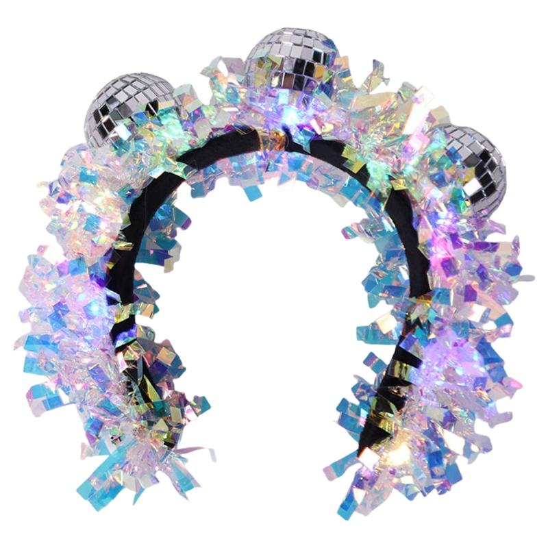 Disco Balls Headband Music Festival Vintage Headhoop Funk Party Hairhoops Adult Carnivals Headwear for 70S Disco Party
