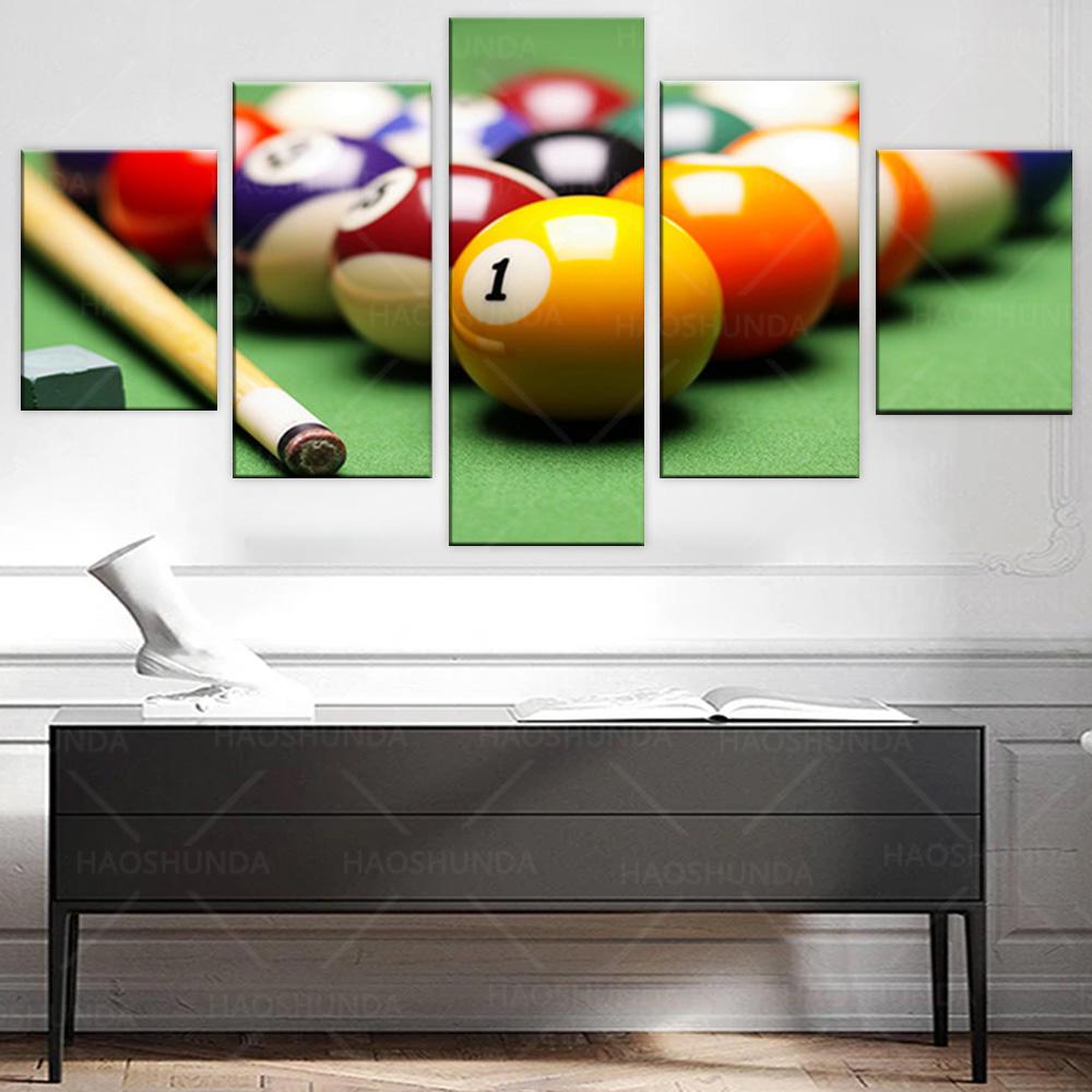 

Настенное искусство HD с принтом, 5 шт./шт., цветные бильярдные модульные винтажные картины, картины для домашнего декора на холсте для гостиной 30x40cm*2 30x60cm*2 30x80cm*1