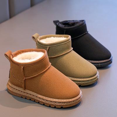 Winter Kinderstiefel für Jungen Neue Vielseitige Mädchen Schneestiefel Verdickt Warm Plüsch Kinder Freizeit Mode Baumwollstiefel Einfarbige
