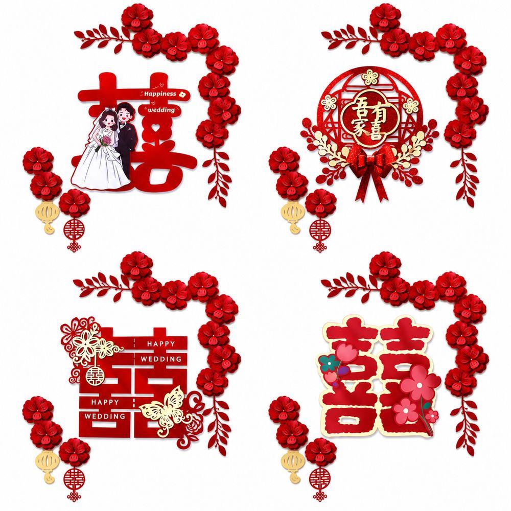 Chinese Wedding Door Decorations Artificial Flowers Double Happiness Sign Home Entrance Decor
