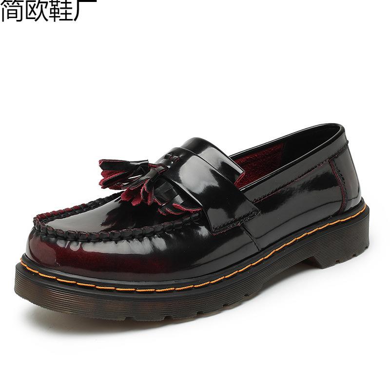 A fringed men's leather low-top Martin shoes fashion student round head crazy