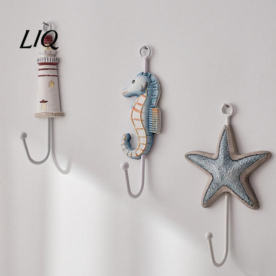 Decorative Wooden Coat Hanger Wall Hook, Mediterranean Style Sturdy Beautiful Hooks Durable for Home Decor Keys Umbrellas Scarves Cartoon Walls