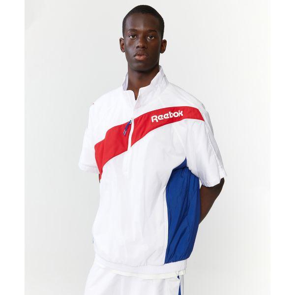 Reebok Stand Collar Color Block Short Sleeve Windbreaker Unisex Jackets White REJU4EA51WT