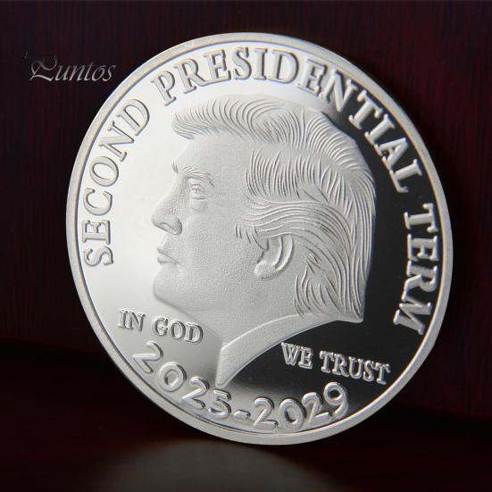 Trump Minnemynt Andre Presidentperiode 2025-2029 In God We Trust Suvenirmynt Samleobjekt Metallmynt MAGA/KAG Gave til Samlere