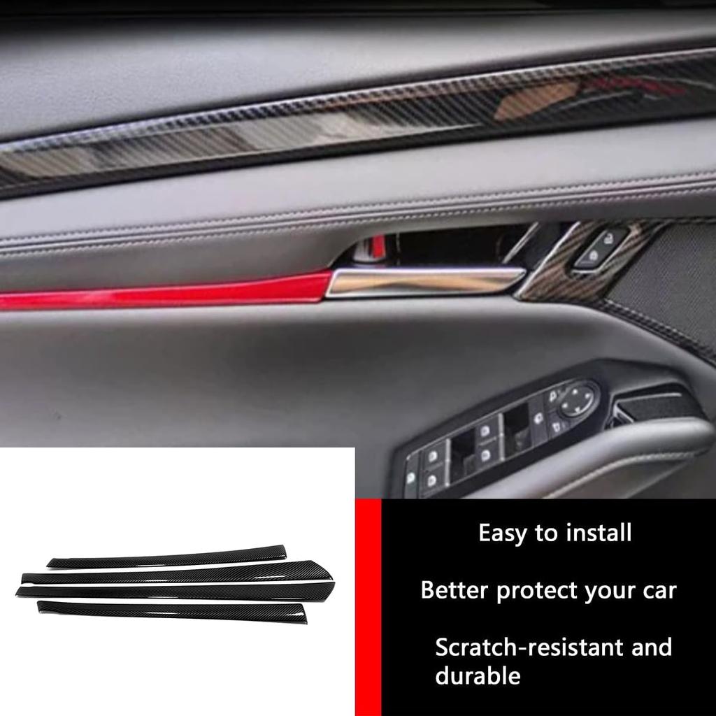 Car Accessories Fit for 2019 2020 2021 2022 2023 2024 2025 Mazda 3 Axela Inner Side Door Panel Strip Cover Trim (Carbon Fiber Style) ABS 4 PCS