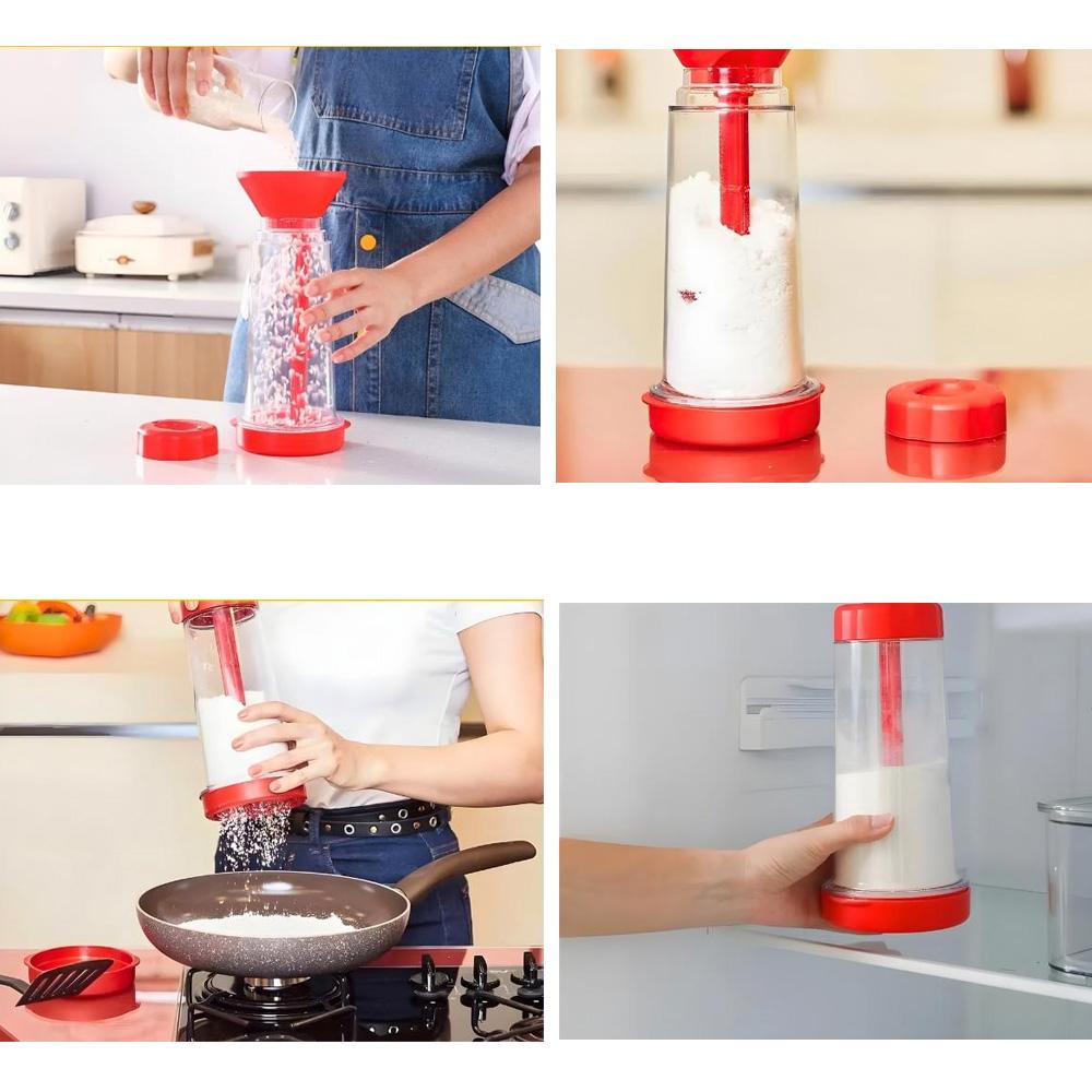 Rotary Plastic Flour Sifter Handheld Semi-Automatic Flour Mixer Home Baking Tools Rotary Flour Sifter with Lid Kitchen Gadgets