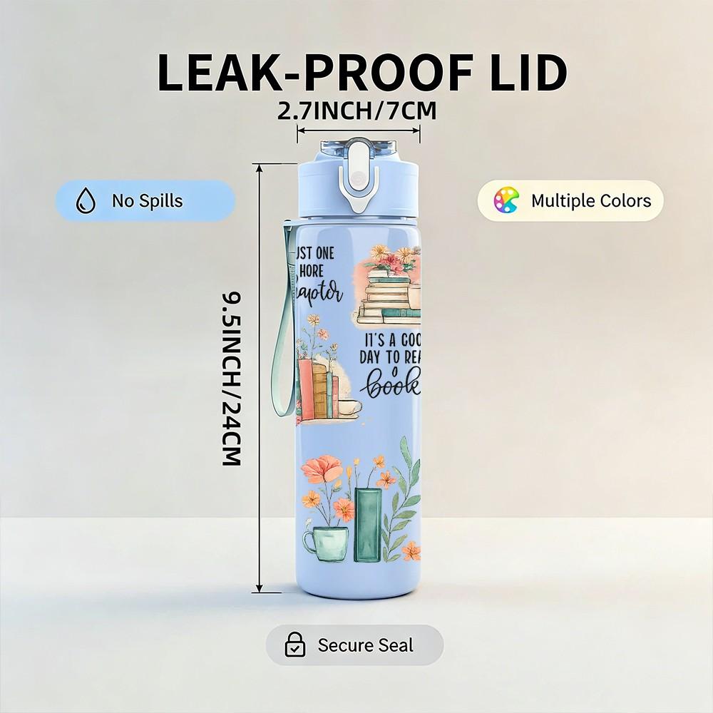 1PC Vintage Newspaper Quote Collage 750ml Color Plastic Sports Water Bottle Leakproof Flip Straw Lid Suitable for Sports Office Home Use