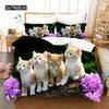 Duvet Cover 3D Cute Cat Dog Print Bedding Set Cute Duvet Cover Wild Animal Tribal Bed Cover Women Girls Kid Bedroom Decoration