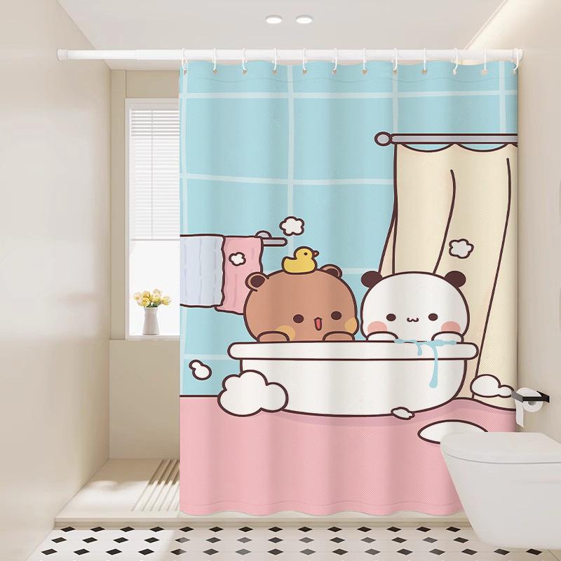 Cute Shower Curtain Thickened Waterproof Bathroom Bathroom Bathroom Bath Shower Dry And Wet Separation Hanging Curtain