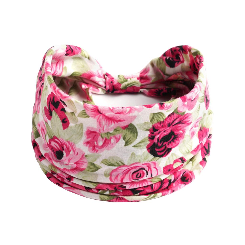 Bohemian Headbands for Women Cashew Flower Head Band Yoga Sports Hairband Elastic Cotton Wide Bandanas Headwear Hair Accessories