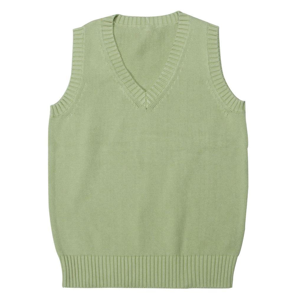 Japanese College Style V-Neck Sweater Vest - Solid Color Knit for Spring & Autumn