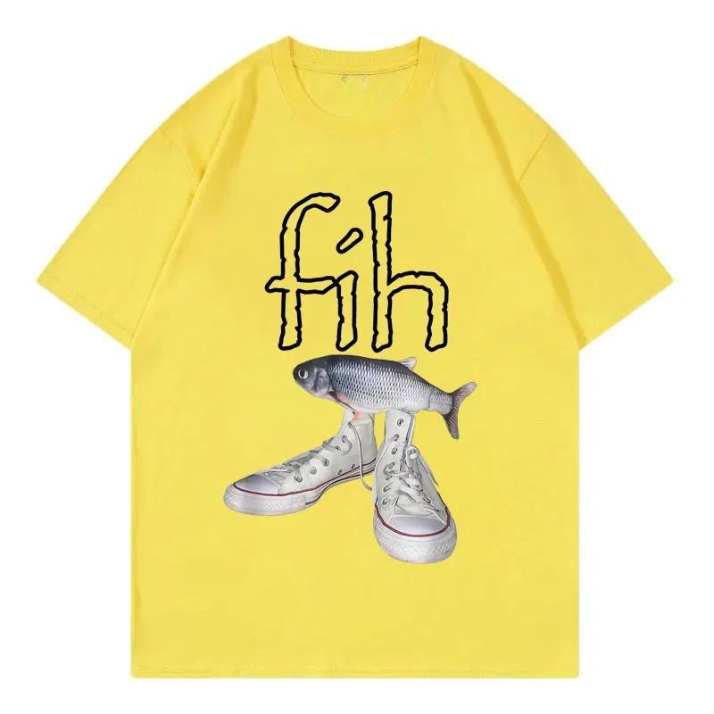 New Style Fih Shoes Graphic T Shirts Funny Misspelled Fish Meme T-shirtsWomen Casual Fashion Short Sleeve T-shirt