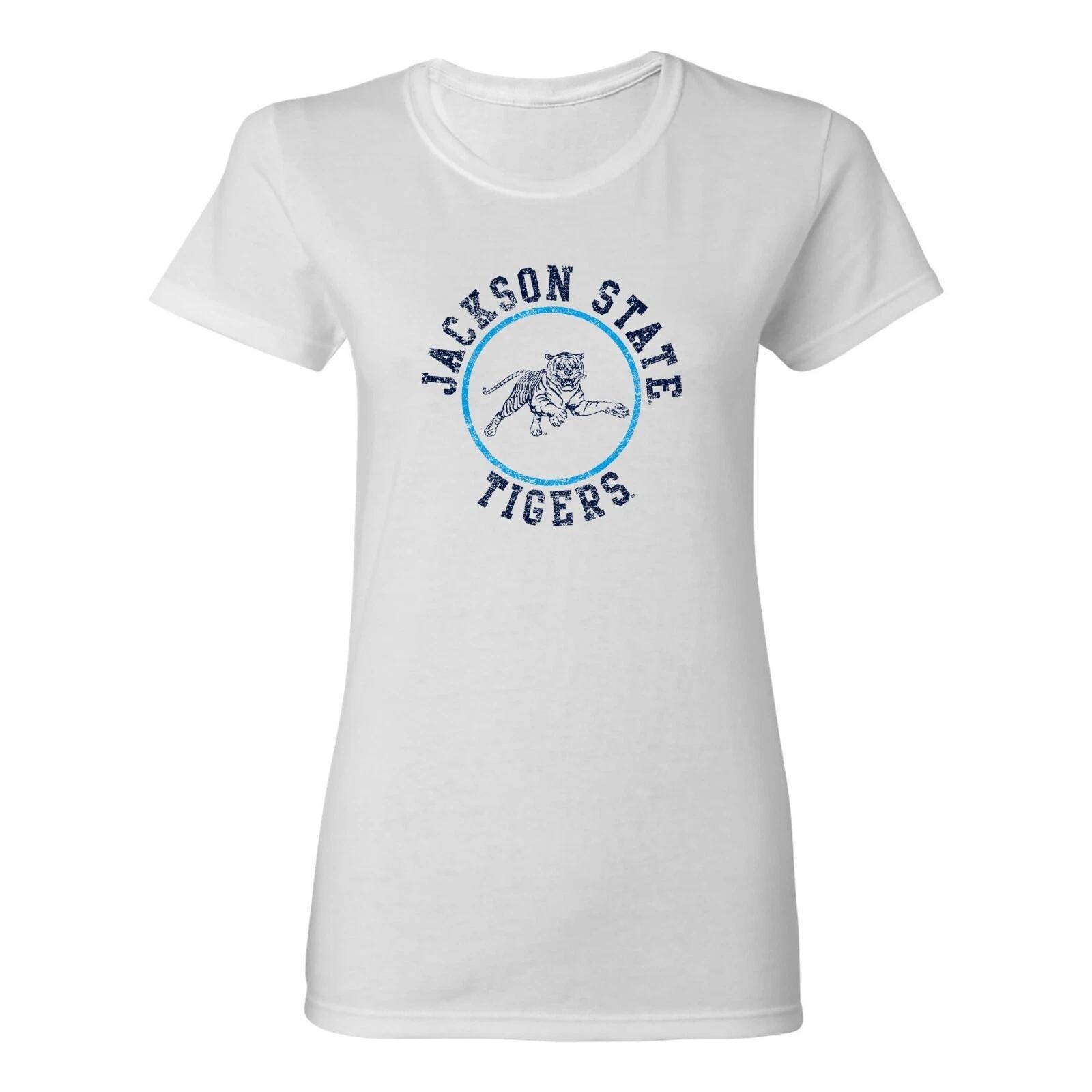 Jackson State Tigers Distressed Circle Logo - NCAA Women s T Shirt - White S