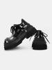 Fashion Black Patent Leather Metal Decoration Women Shoes Punk roundToe Shallow Ladies Shoes Thick Bottom Hand-made Chaussures Femme