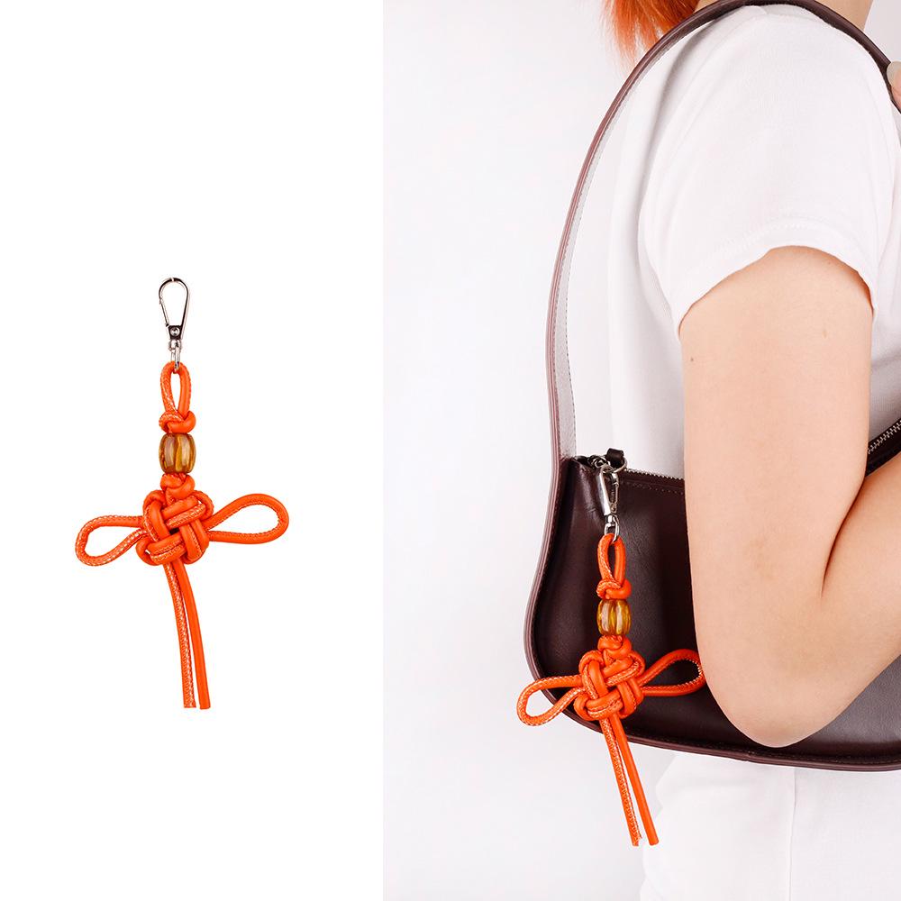 

New Luxurious Handmade Ruyi Knot PU Leather Bag Charm & Keychain Ornament