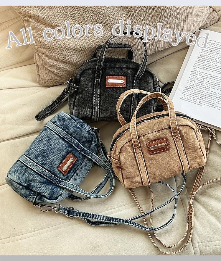 Korean Fashion Casual Washed Denim Mini Pillow Shoulder/Crossbody Bag - New Autumn/Winter 2025