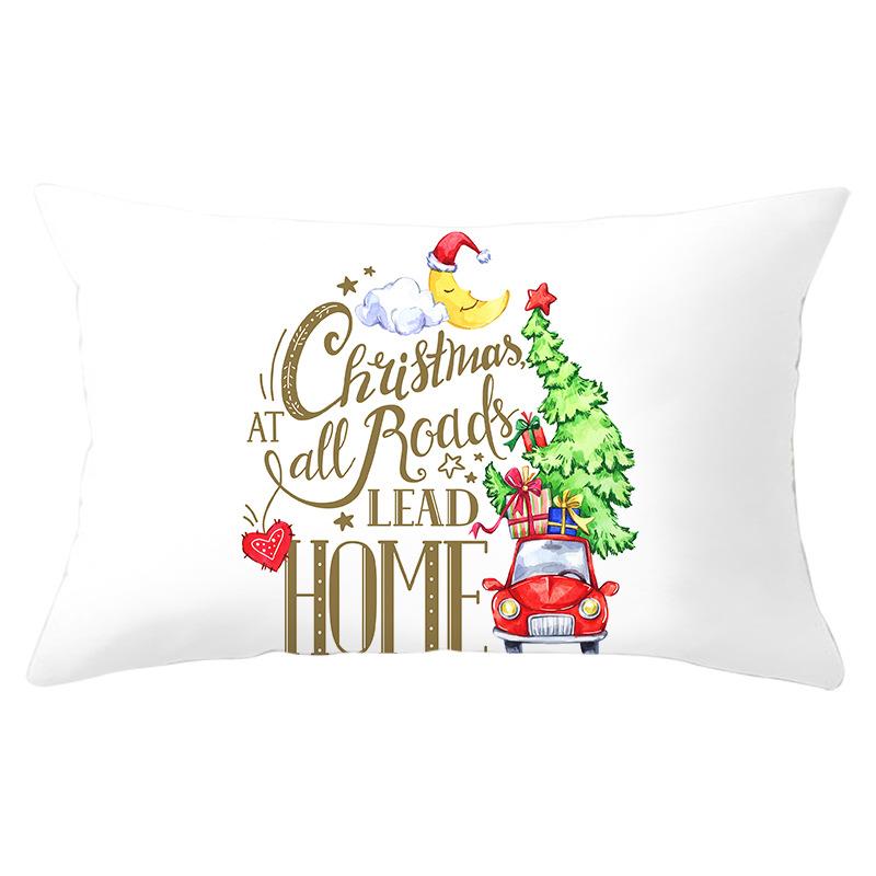 Simple Cartoon Print Series Christmas Waist Pillowcase Peach Skin Printed Pillowcase Home