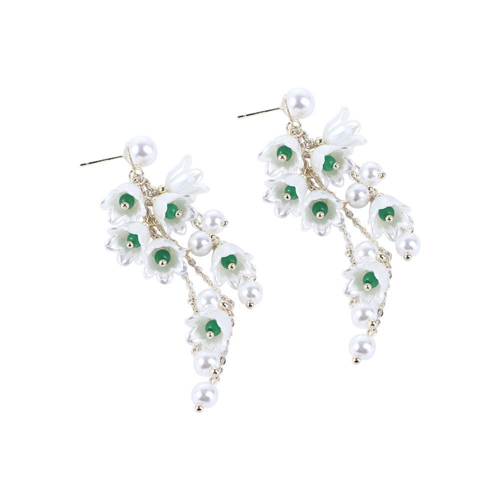 Gift Lovely Cute Tassel Flower Female Earrings Dangle Earrings Korean Style Ear Drop Pearl Earrings