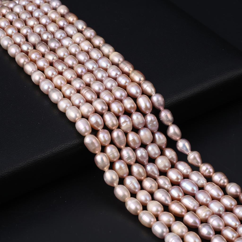 1String, Light Orange Natural Freshwater Pearls, Handmade Rice Pearl Beads, 5-6 Mm, for DIY Necklace Accessories, Jewelry Making, Women Gift, 36 Cm