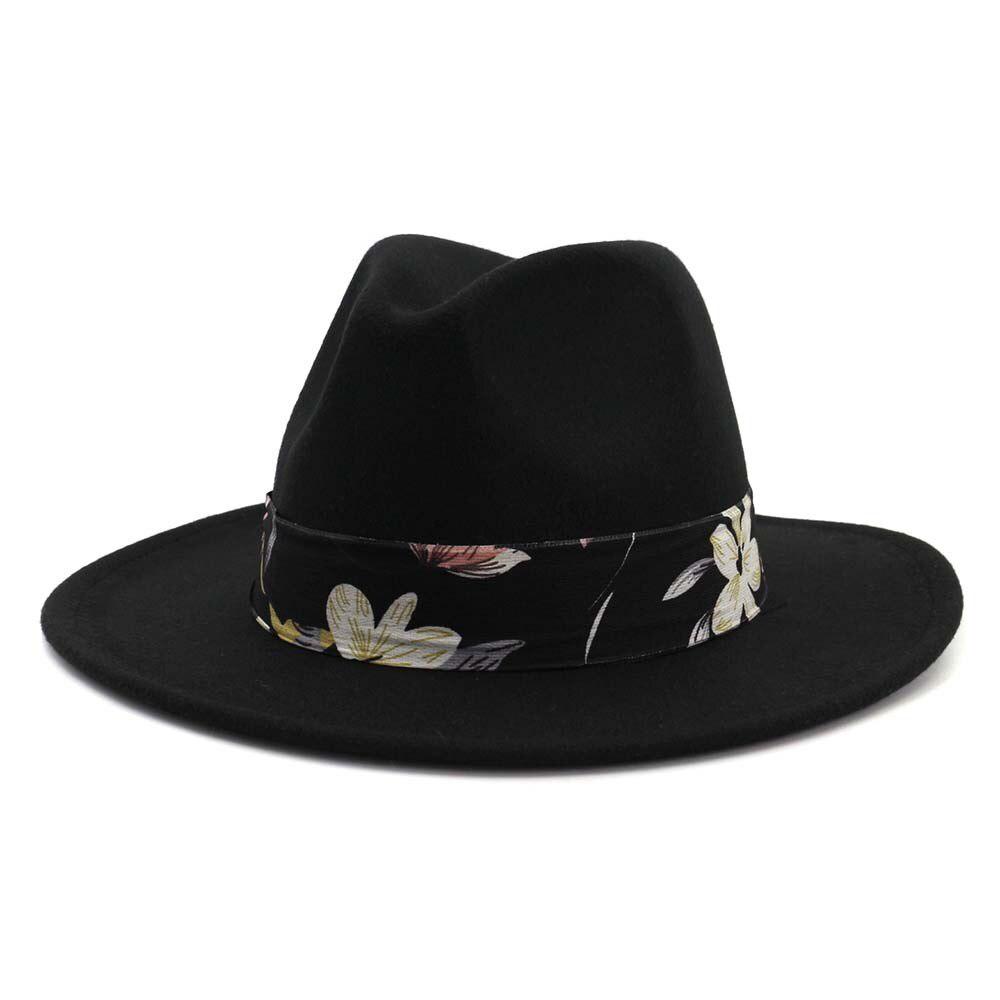 Wide Brim Wool Felt Fedora Panama Hat 