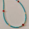 Optimize Turquoise Glass Beads Beaded Necklace Exquisite Fashion Versatile High Sense Temperament Niche Design Personalized Items
