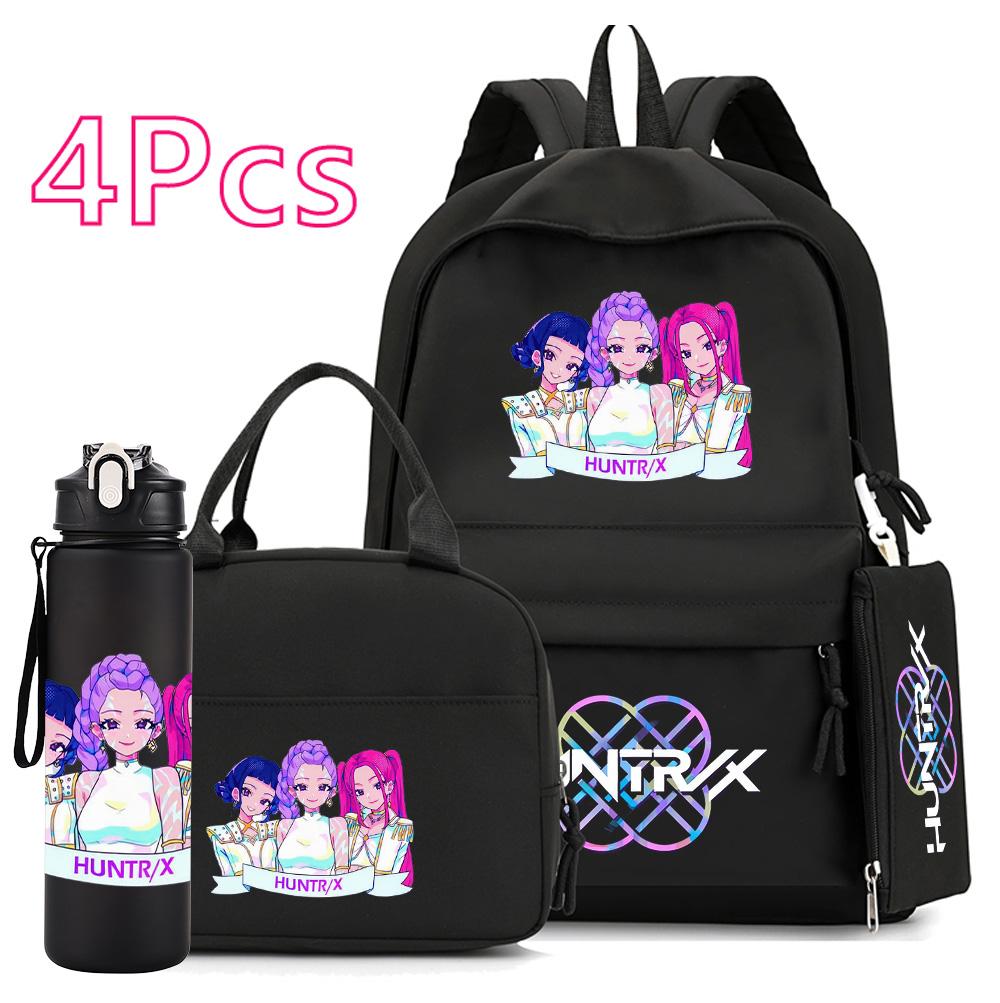 4 buc/set Desene animate K-Pop Imprimate 750 ml Sticlă de apă Rucsac Geantă de mână Etui pentru creioane pentru adolescent Băiat Fată Ghiozdan Capacitate mare Ghiozdan Mochila