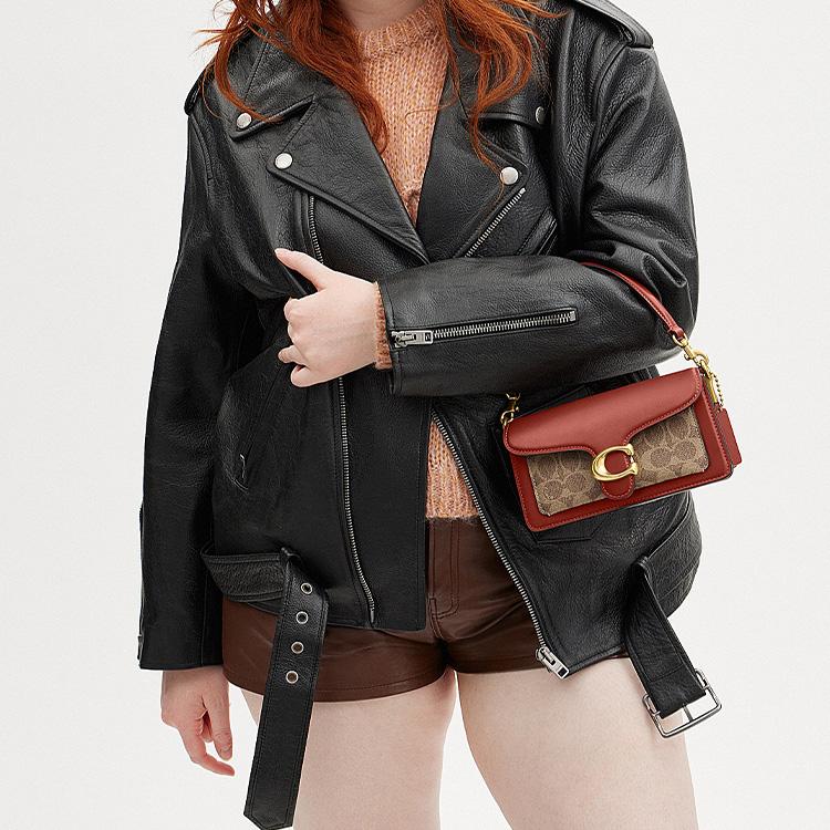 Coach Tabby 20 Classico Stampa Monogramma Chiusura a Bottone in Metallo con Logo a C Tela Rivestita e Pelle di Vitello Borsa a Mano a Spalla Crossbody Piccola CM569-B4NQ4