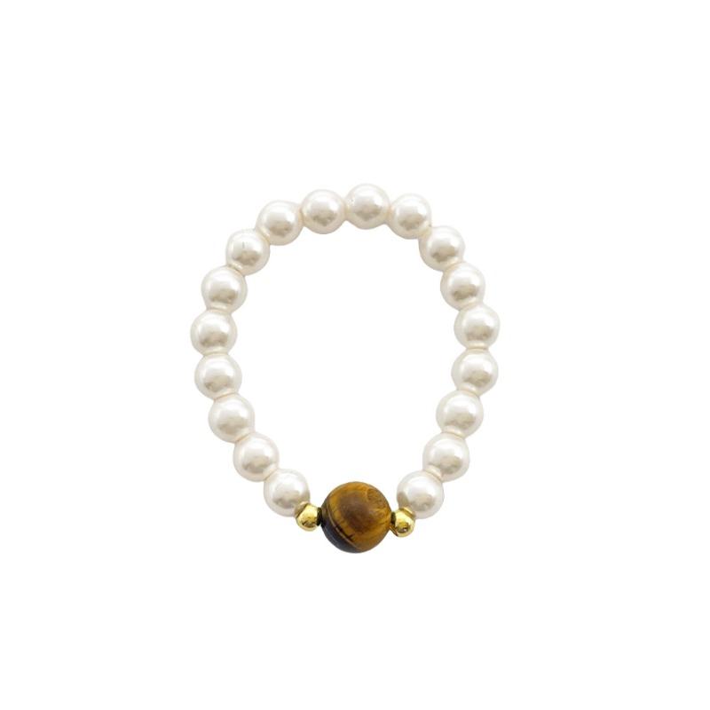 Meier French retro pearl beaded ring - stretchy knuckle ring - fashionable and exquisite glass jewelry