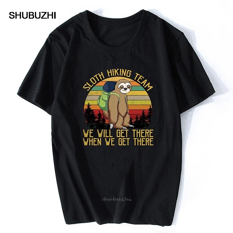 Sloth Hiking Team Retro Sunset Graphic T-shirt