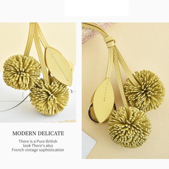 Bag Pendant Imitation Leather Artificial Hydrangea Ball Small Decorative Pendant with Adjustable Drawstring Bags Keys Backpacks Accessory
