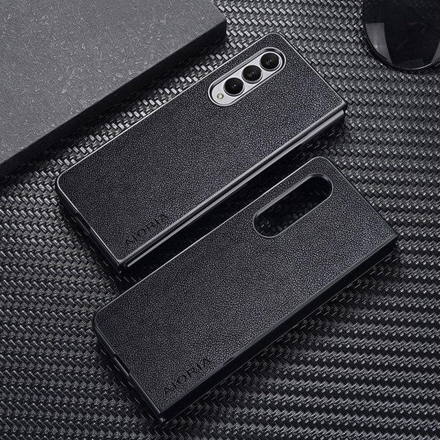 

Роскошный чехол для телефона Samsung Galaxy Z Fold 4 3, тонкий чехол из искусственной кожи премиум-класса в деловом стиле, чехол для Samsung Galaxy Z Fold4 5g Galaxy Z Fold3 чёрный