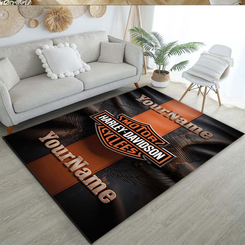 Harley-davidson Motorcycles Personalized Name Floor Rug Office Rug Perfect for Game Room Outdoor Kitchen Study room Antislip Carpet Decorate Offices