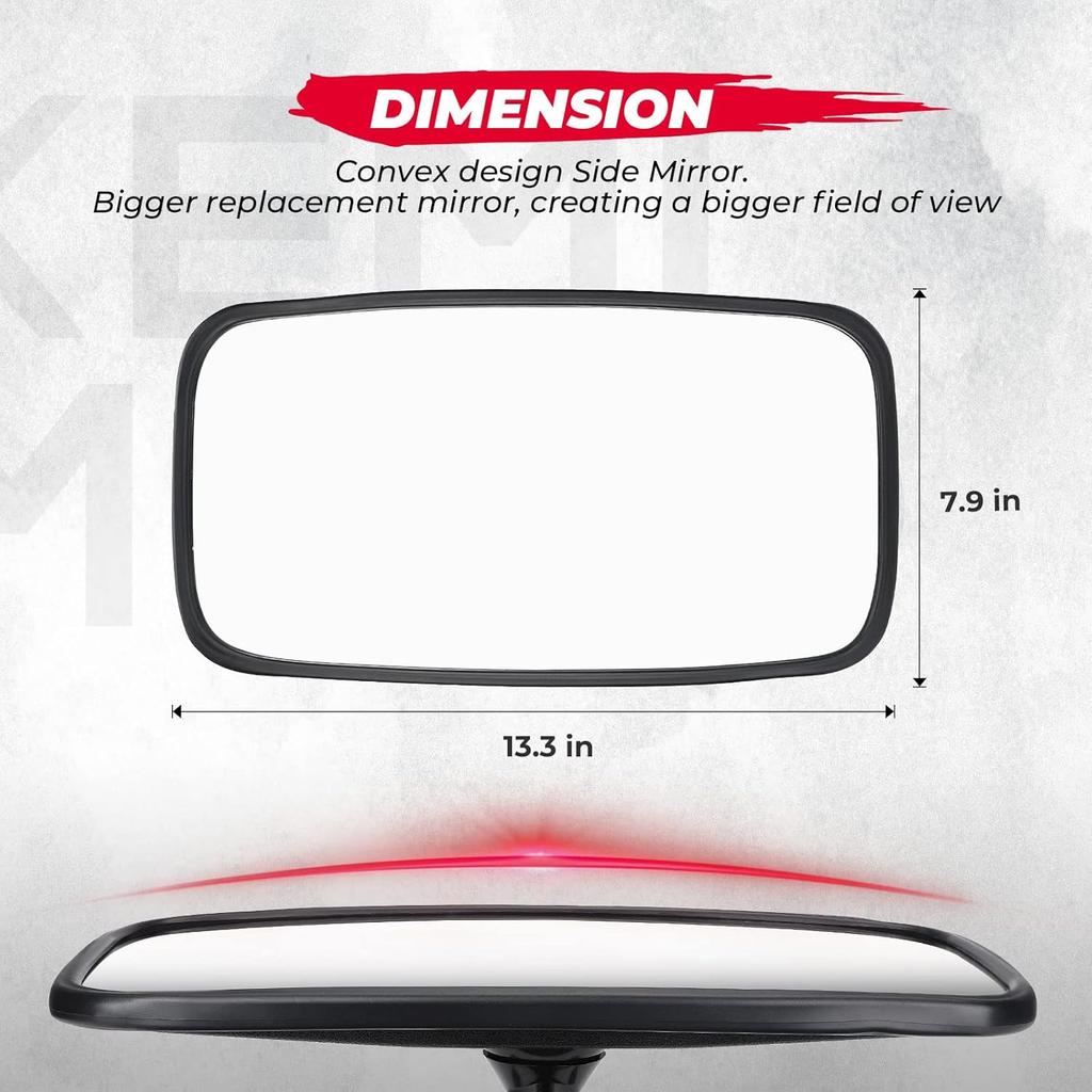 KEMIMOTO Tractor Mirror, Farm Excavator Mirrors Compatible With Front Loader Excavator Farm Tractor Such As John Deere, Case IH, Agco, New Holland,