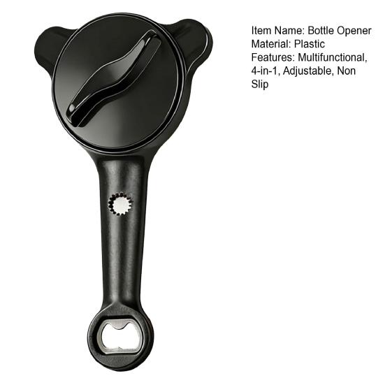 4-in-1 Jar Opener, Adjustable Jar Opener, Easy Grip Bottle Opener, Multi-function Lid Remover for Seniors & Arthritis