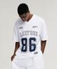 Leijibi Mixed Mesh Rugby Jersey Top Oversized Short Sleeve M Athletic Short Sleeve T-Shirt White