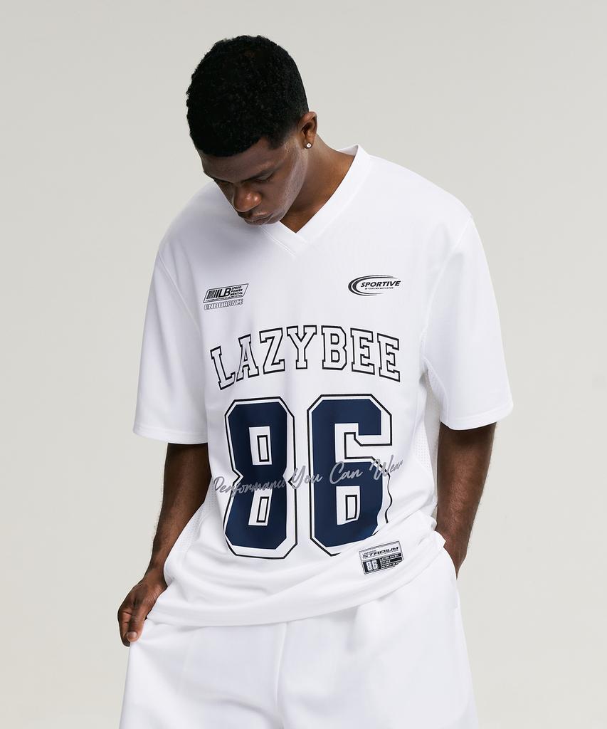 Leijibi Mixed Mesh Rugby Jersey Top Oversized Short Sleeve M Athletic Short Sleeve T-Shirt White