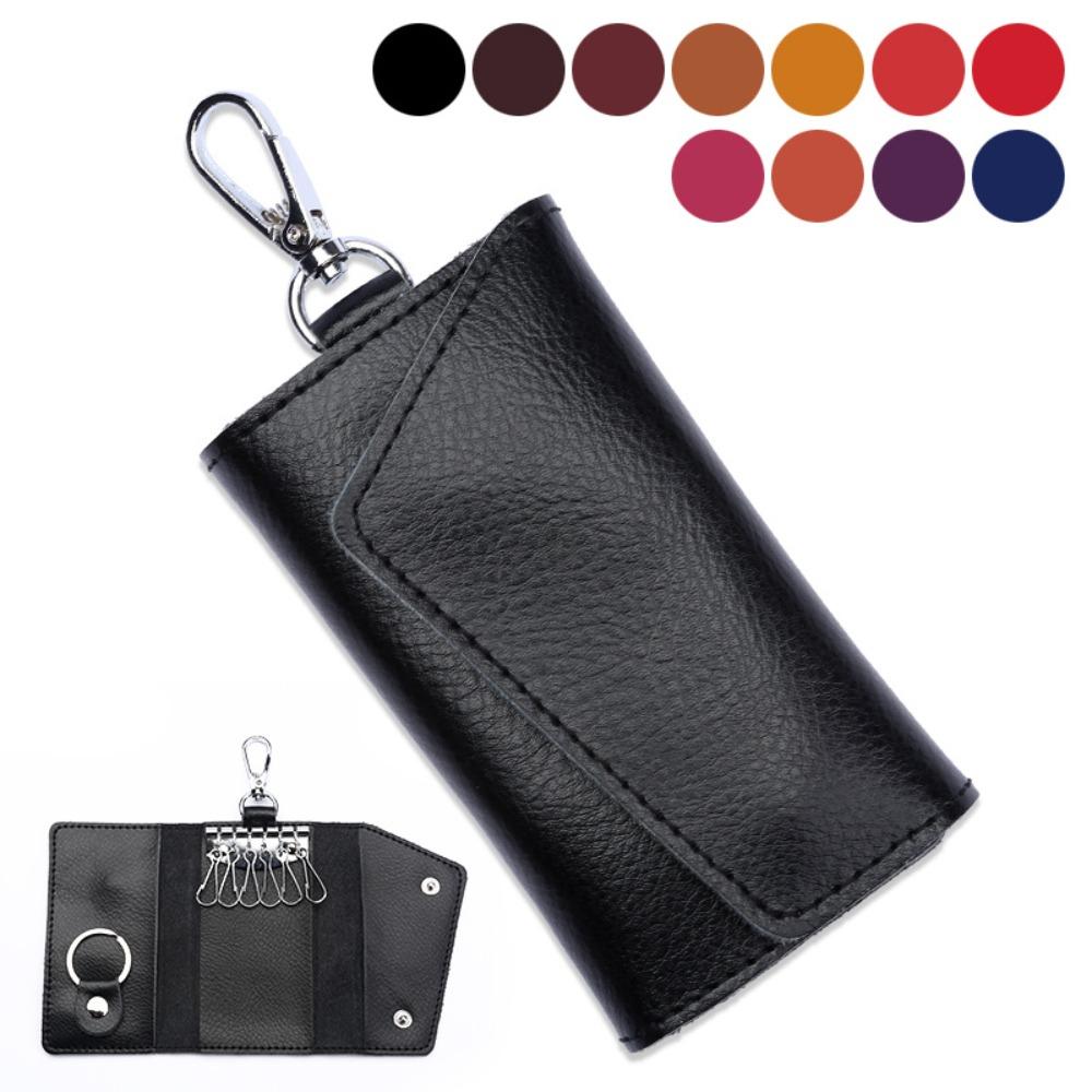 Cow Split Key Holder Organizer Pouch Mini Card Bag Car Key Wallet Men Women