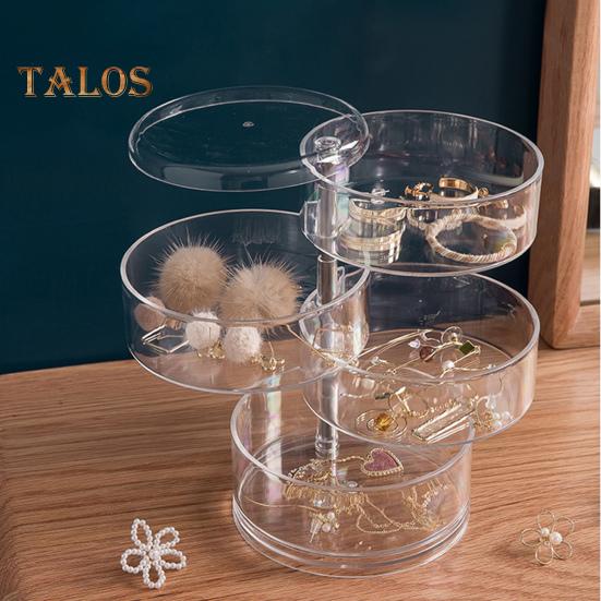 Caixa de joias giratória transparente, grande capacidade de armazenamento, útil, 3/4/5 camadas, suprimentos de beleza, pulseiras, estojo de armazenamento, uso diário